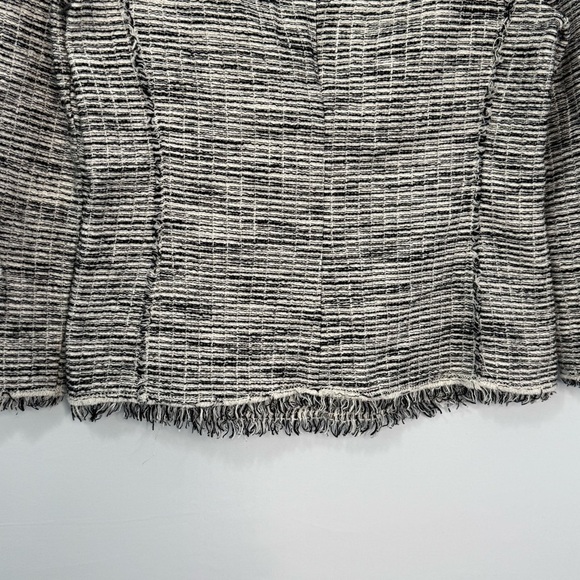 Rebecca Taylor Boucle Tweed Top 3/4 Sleeves Black White Cotton Blend Size 8 - Picture 7 of 15